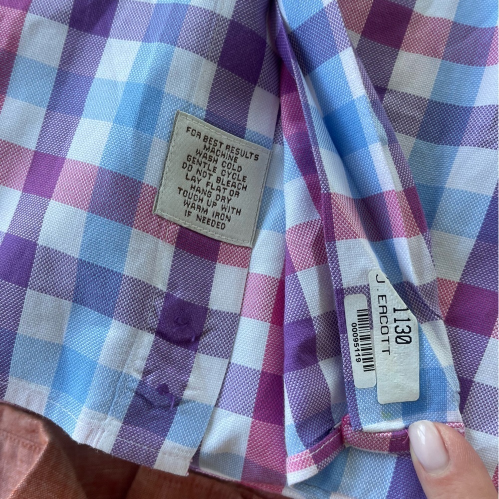 Peter Millar Men’s Long Sleeve Button Front Plaid Shirt Size XL Pink Blue‎ White - Picture 7 of 9